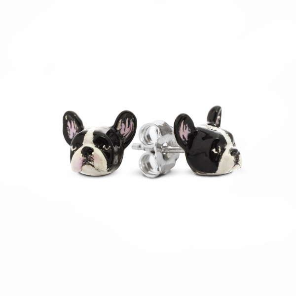 A pair of Enamel Stud Earrings featuring French Bulldog